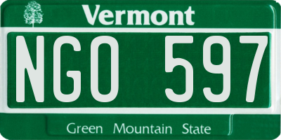 VT license plate NGO597