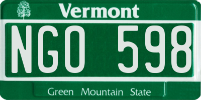 VT license plate NGO598