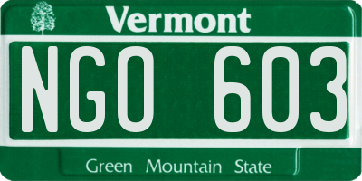 VT license plate NGO603