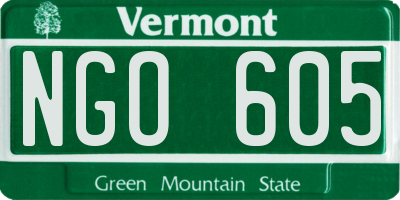 VT license plate NGO605