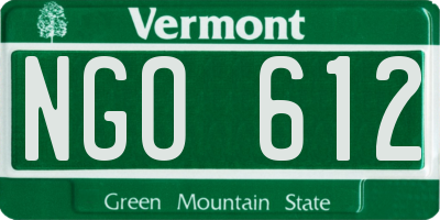 VT license plate NGO612