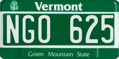 VT license plate NGO625