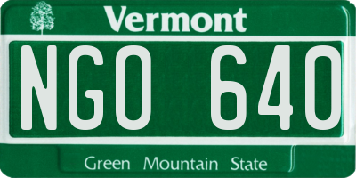 VT license plate NGO640