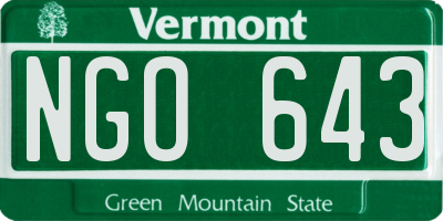 VT license plate NGO643