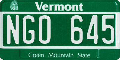 VT license plate NGO645