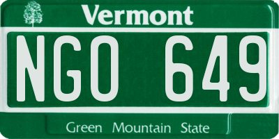 VT license plate NGO649