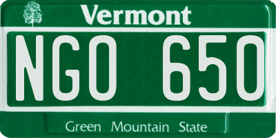 VT license plate NGO650