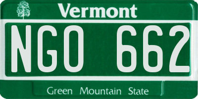 VT license plate NGO662