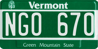 VT license plate NGO670