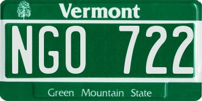 VT license plate NGO722