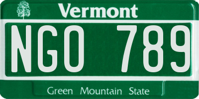 VT license plate NGO789