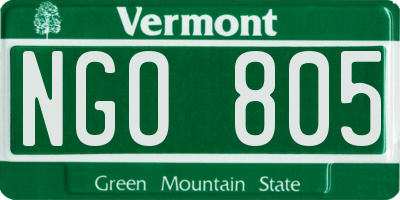 VT license plate NGO805
