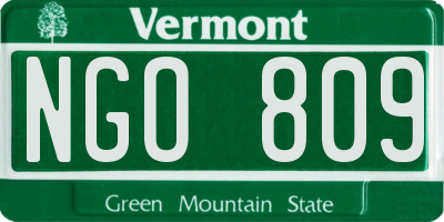 VT license plate NGO809