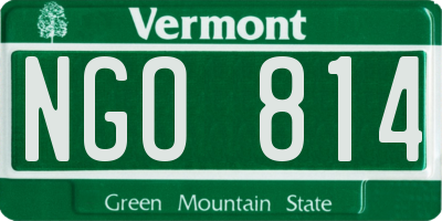 VT license plate NGO814