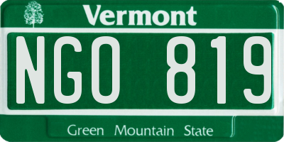 VT license plate NGO819