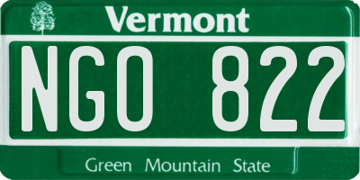 VT license plate NGO822