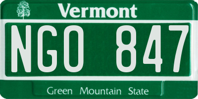 VT license plate NGO847