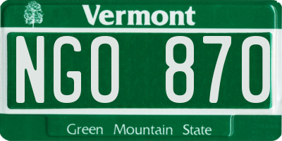 VT license plate NGO870
