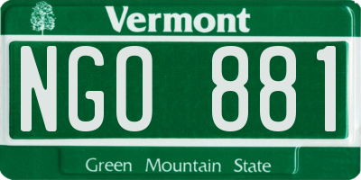 VT license plate NGO881