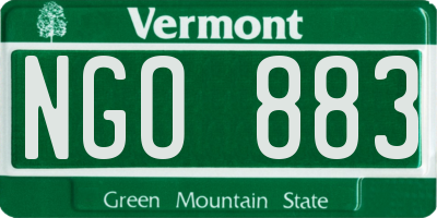 VT license plate NGO883