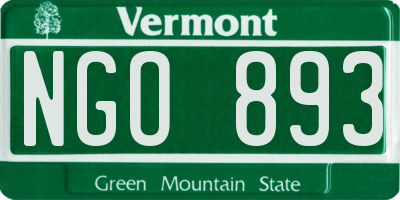 VT license plate NGO893