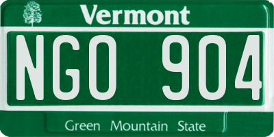 VT license plate NGO904