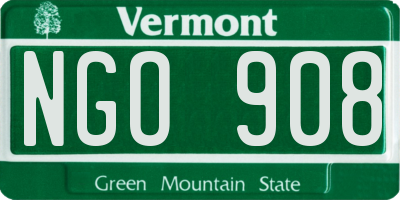 VT license plate NGO908
