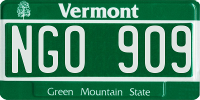 VT license plate NGO909