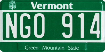VT license plate NGO914