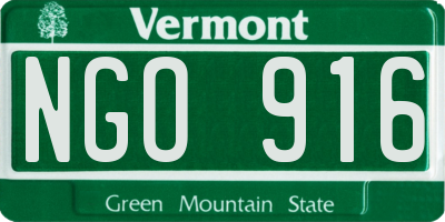 VT license plate NGO916