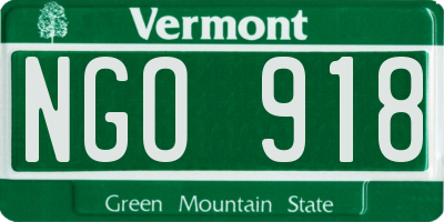 VT license plate NGO918