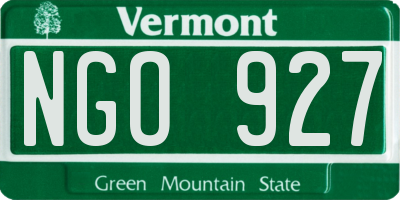 VT license plate NGO927