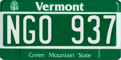 VT license plate NGO937