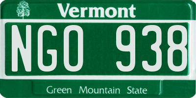 VT license plate NGO938