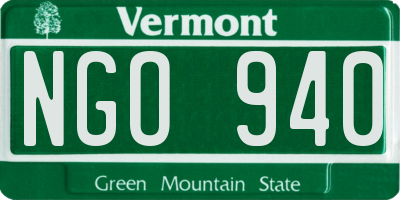 VT license plate NGO940