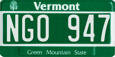 VT license plate NGO947