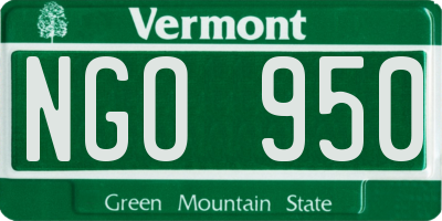 VT license plate NGO950