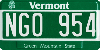 VT license plate NGO954