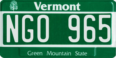 VT license plate NGO965
