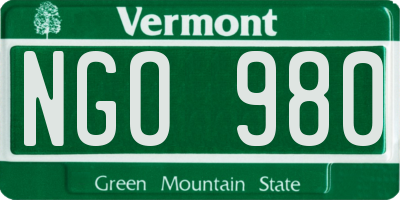 VT license plate NGO980