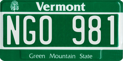 VT license plate NGO981