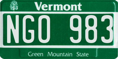VT license plate NGO983