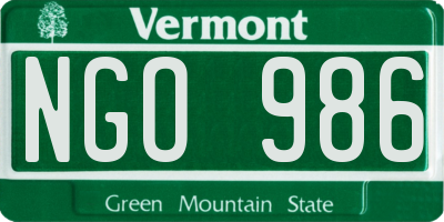 VT license plate NGO986