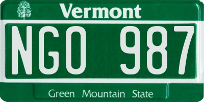 VT license plate NGO987