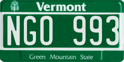 VT license plate NGO993
