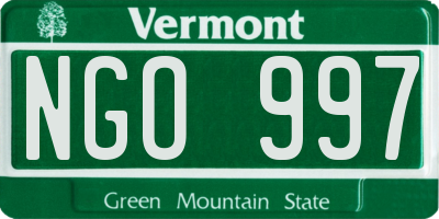 VT license plate NGO997