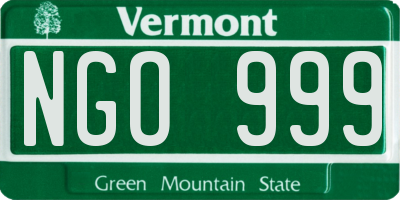 VT license plate NGO999