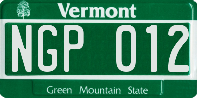 VT license plate NGP012