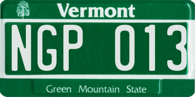 VT license plate NGP013