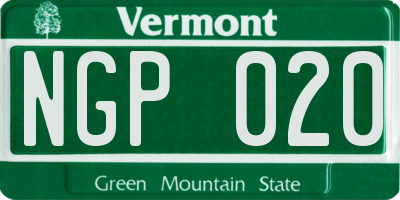 VT license plate NGP020